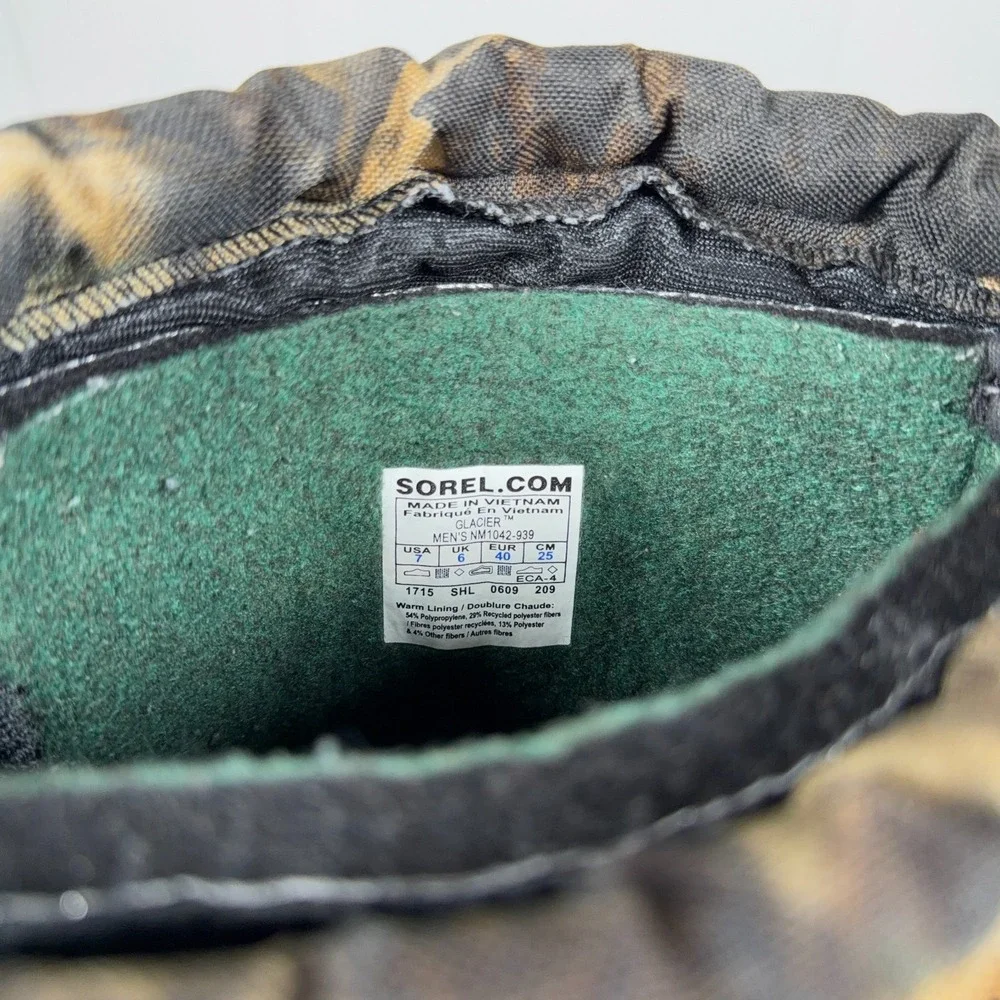 Sorel Boots Mens 7 Camo Kaufman Glacier Felt Insulated‎ Waterproof Winter Snow